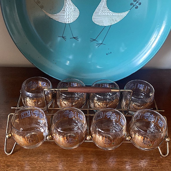 SOLD MCM Culver Gold Glasses & Caddy Carrier Roly Poly Coronet Vintage 22k - Picture 11 of 11